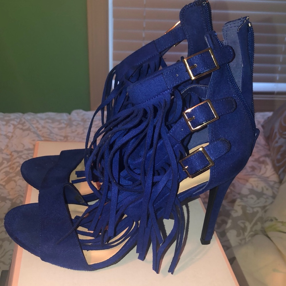 Royal blue Fringe heels